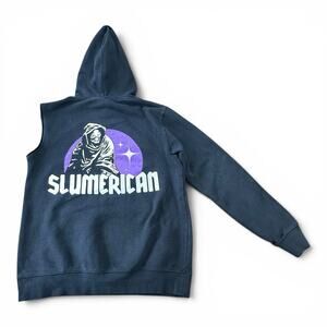 Slumerican Grim Reaper Hoodie Cut Off Sleeveless Punk Biker Skater Medium